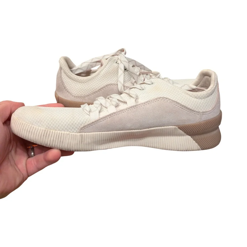 Sorel‎ Out N About III Low Waterproof Sneakers Sea Salt Fawn Tan Mesh Suede